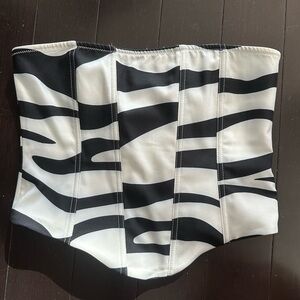 White Fox Boutique strapless black&white corset top, L, brand new w/ tags